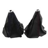 Universal Carbon Fiber Style Shift Boot Cover With Red/Blue Stitching