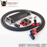 Universal High Perfomance 10-Row Thermostatic Oil Cooler Kit For Japan Car Black