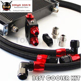 Universal High Perfomance 10-Row Thermostatic Oil Cooler Kit For Japan Car Black