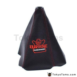 Universal Manual Bride Recaro Pvc Shift Lever Knob Boot Cover Collars With Red Stitching