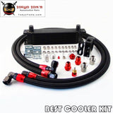 Universal New-Style An10 10 Row Oil Cooler + Thermostat Sandwich Plate Kit Black Oil Cooler