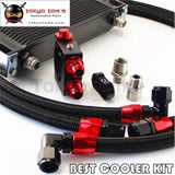 Universal New-Style An10 19 Row Oil Cooler + Thermostat Sandwich Plate Kit Bk Oil Cooler