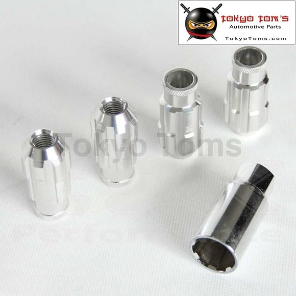 W/Key 12X1.25 D1 Spec Locking Lug  Nuts  +   Aluminum + 4 Pieces +Silver